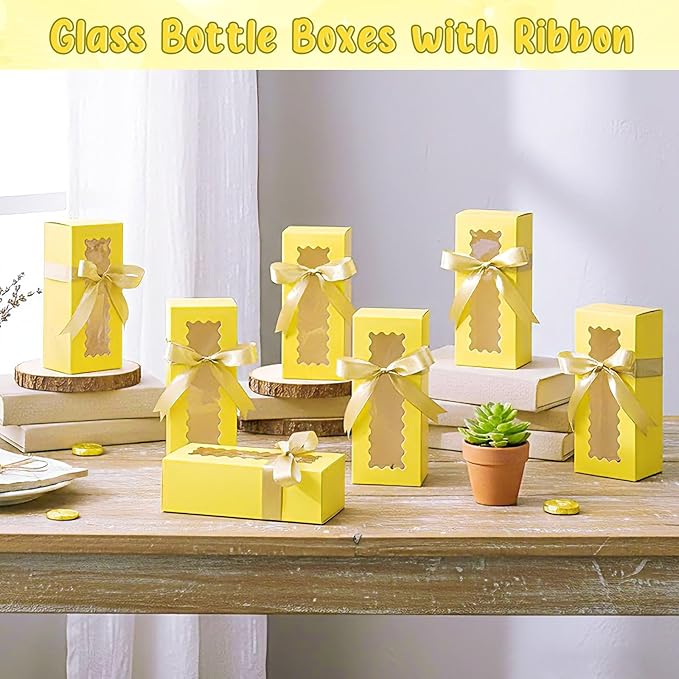 Windyun 100 Pcs Tumbler Gift Boxes for Sublimation Glass Exhibition Boxes Transparent for 12oz 16oz 20oz Shipping Cup Exhibition Packaging for Jars Mug Can Party Supplies(Yellow)