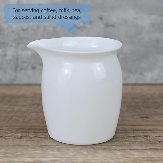 EIKS 2 Pack Ceramic Creamers Pitchers for Serving Coffee Tea Milk Salad Sauce Jam Maple Syrup, Capacity 6oz(200ml)