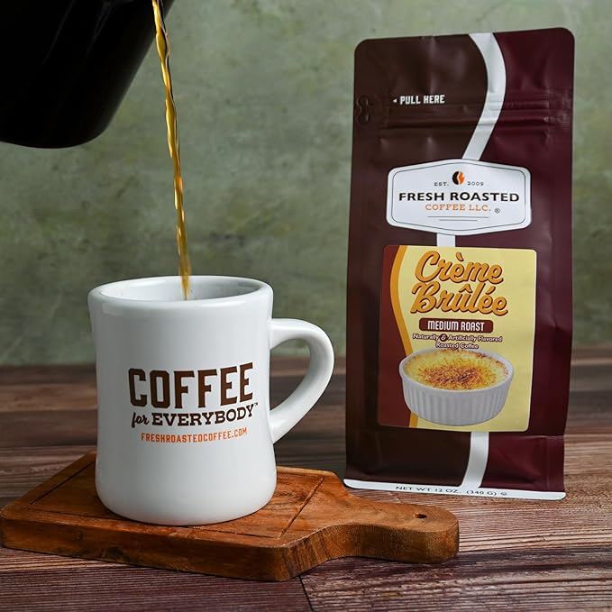 Fresh Roasted Coffee, Crème Brûlée Flavored Coffee, 12 oz, Medium Roast, Kosher, Ground