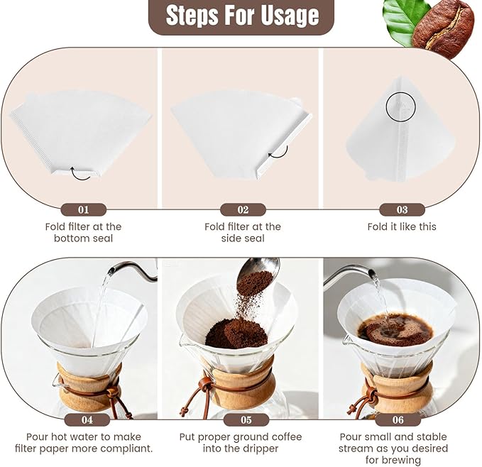 200 Count Cone Coffee Filters #4, Clinuse White Size 04 Coffee Filters 8-12 Cup, Disposable Natural Paper Filters, No.4 Cone Filters for Ninja, Cuisinart, Pour Over and Drip Coffee Maker
