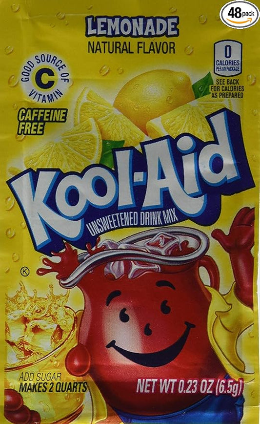 Kool Aid Lemonade Unsweetened Soft Drink Mix 0.23 OZ (pack of 48)