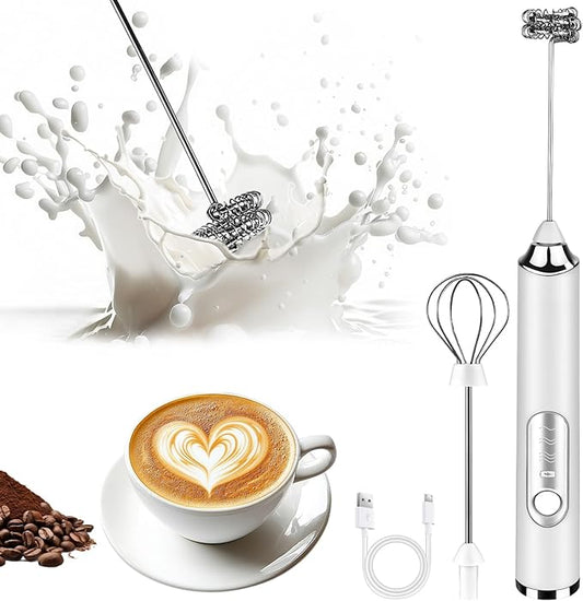 Rechargeable Handheld Milk Frother – 3-Speed Electric Foam Wand for Lattes, Cappuccino & Matcha