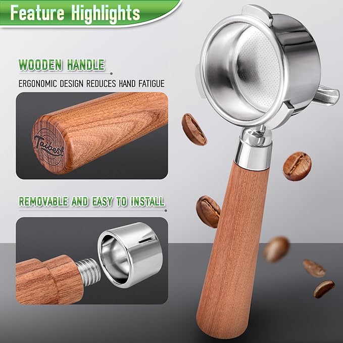 51mm 3 Ear Portafilter for DeLonghi EC680/EC685 - Stainless Steel Dual Spout Handle with Precision Basket,Siam Rosewood Grip