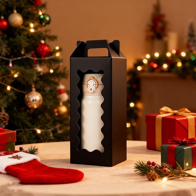 25Pcs Tumbler Gift boxes for glass cup with Handle for 16oz 18oz 20oz Sublimation Glass, Cup boxes for packaging 16oz,water bottle gift boxes,Tumbler Packaging Boxes with window for gifts（Black）
