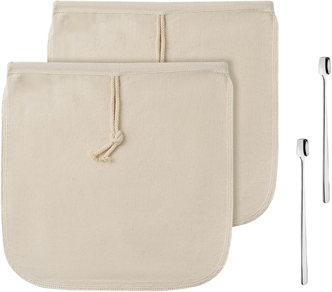 Ekoama Reusable Organic Cotton Cold Brew Coffee Filter Bag for Home Brewing Multi Purpose Washable Strainer Bag
