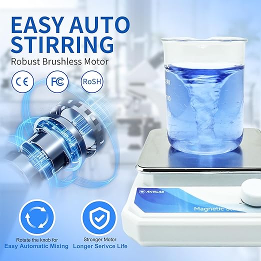 Magnetic Stirrer Set(4 Stir Bars & a Retriever), Strong Magnetic Stir Plate 3000rpm with Speed Control for Liquid Mixing, Magnetic Mixer for Chemistry, Lab, Yeast Starter, Drinks & DIYs