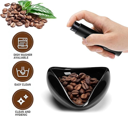 Coffee Bean Dosing Cup With 20ML Spray Bottle, Single Dosing Tray Espresso Bean Weighing Bowls Dose Coffee Measuring Container Tea Storage Tray for Beans Loose Leaf Tea Dose Vessel