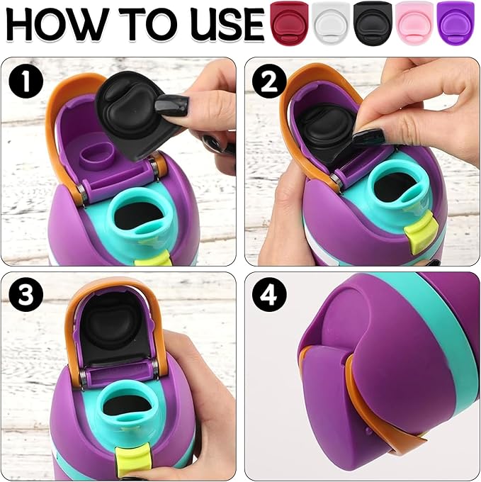 Rubber Seal Replacement Stopper Compatible with Owala Freesip16/19/24/32/40oz Spout Lid,5 Pcs Water Bottle Gasket Silicone Cap Insert Gasket Stopper Replacement Parts Accessories (5 Colors 4)