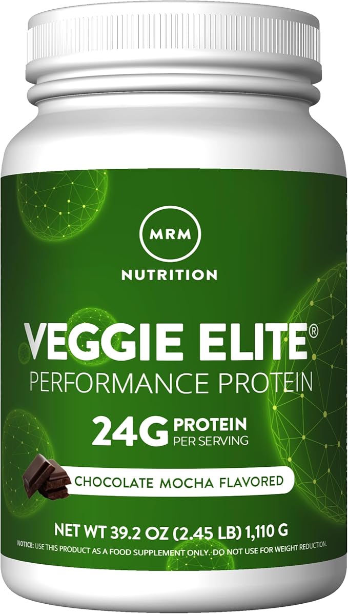 MRM Veggie Elite Performance Protein - Chocolate Mocha, Plant-Based Powder, 24g Protein per Serving with BCAAs & Digestive Enzymes, Clinically Tested - Vegan, Gluten-Free - 31 Servings