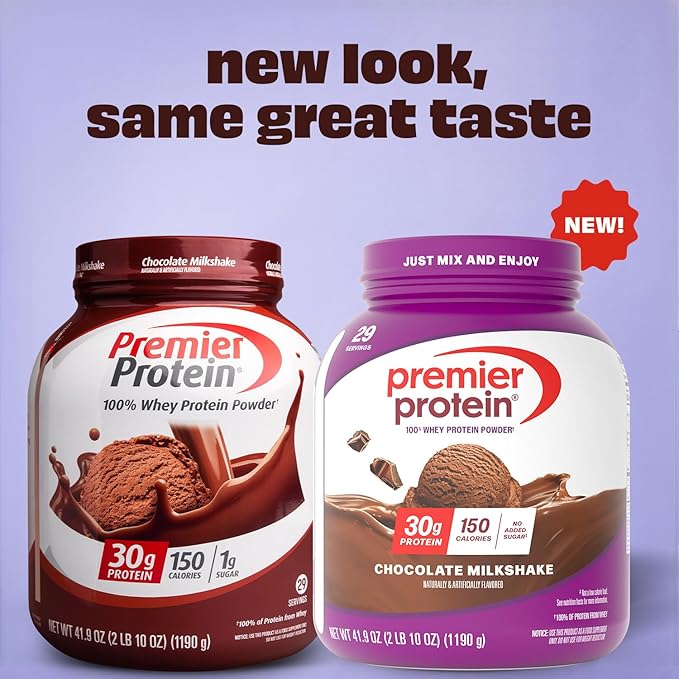 Premier Protein Powder, Chocolate Milkshake, 30g Protein, 1g Sugar, No Soy, Gluten Free, 41.9oz (29 Servings)