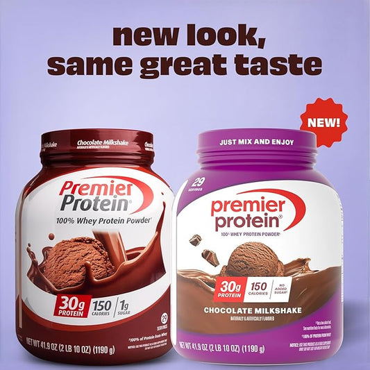 Premier Protein Powder, Chocolate Milkshake, 30g Protein, 1g Sugar, No Soy, Gluten Free, 41.9oz (29 Servings)