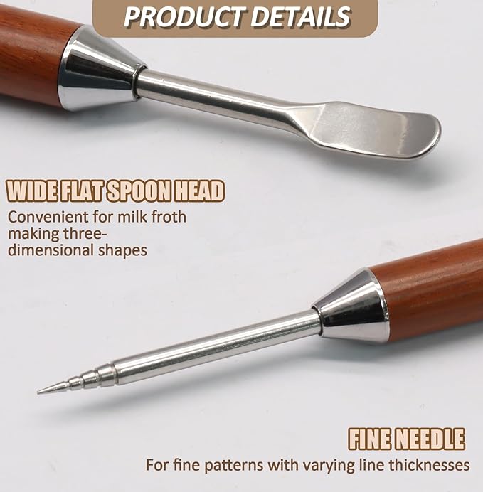 2 Pcs Latte Art Pen Cinnamon Pen for Barista, Coffee Latte Art Tools Barista Espresso Accessories for Coffee Bar Baristas Make Latte Cappuccino Macchiato