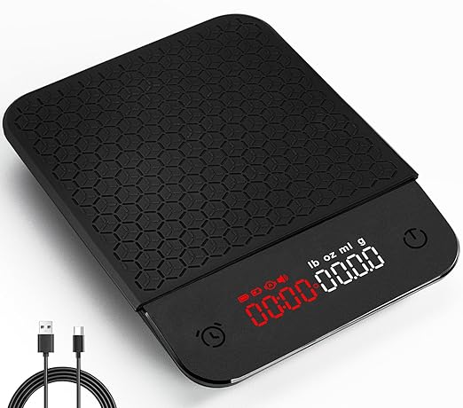 THINKSCALE Coffee Scale with Timer – Rechargeable 2kg/0.1g Accurate Espresso Scale, 3-Mode Timer Digital Coffee Scale for Pour-Over, Espresso, French Press, Kitchen Use