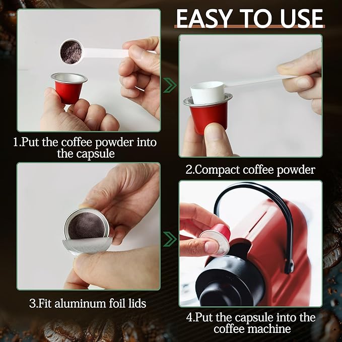 Espresso Capsules Disposable Coffee Pods For Nespresso Original Line,Fillable Empty Aluminum Foil Coffee Filter Capsule,Replacement Pods Kit For Nespresso Coffee Machines (120 Pods+120 Seals Lids)