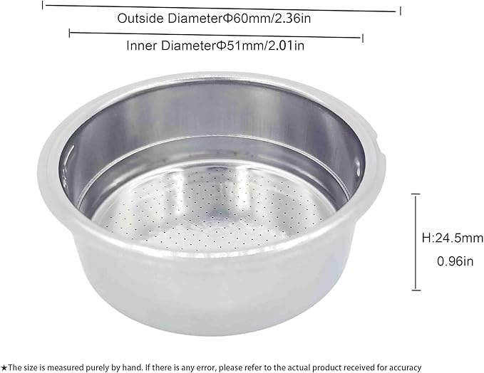 51mm Pressurized Portafilter Basket, Stainless Steel, 2 Cup Capacity, Compatible with Gevi/CASABREWS/CAPRESSO