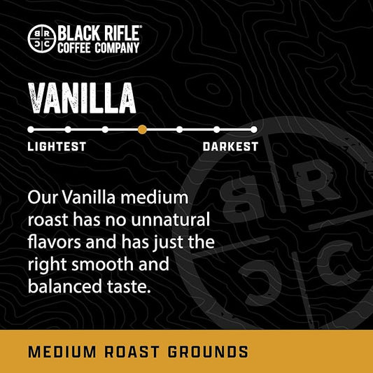 Black Rifle Coffee Company Vanilla, 12oz Bag, Ground Coffee Medium Roast - Roasted Blend Made from Arabica Beans - Colombian & Brazilian Beans - Veteran Founded & American Made