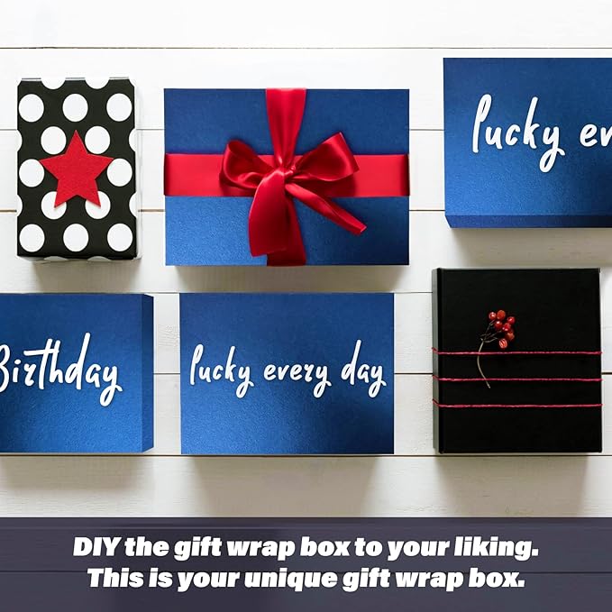 4 Pack 12x8x4 Inches Gift Boxes with Magnetic Closure Lids, Blue Magnetic Box for Wedding, Groomsmen Bridesmaid Proposal, Birthdays, Mother's Day