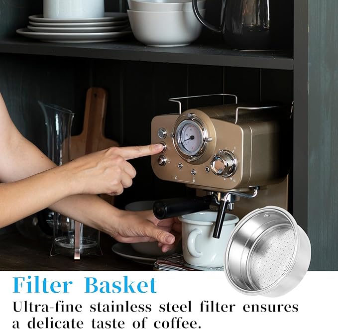 51mm Portafilter Basket, Stainless Steel Coffee Filter, Double Layer Pressurized Filter Basket Filter Basket Machine Parts for Coffee Machine Coffee Machine Replacement Accessories