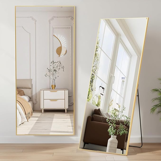 NEWBULIG Full Length Mirror, Upgraded Body Wall Mirrors with Shatter-Proof Glass, Floor Standing Mirror, Home Wall Decor