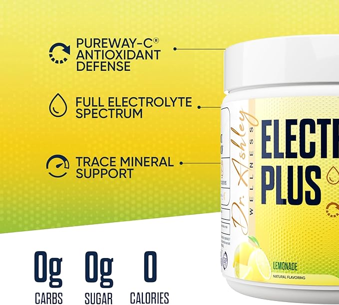 Electrolyte Plus Powder Drink Mix | Full Spectrum Electrolytes – Gluten Fee and Zero Sugar for Max Hydration | 30 Servings (30 Serving, Lemonade)