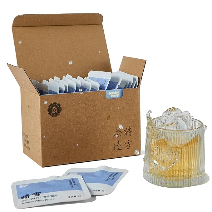 RIANTEA Organic White Tea Leaves with Jasmine 100% Natural Whole Leaf Tea Bag Naturally Premium Organic Full-Leaf White Tea Bags Suitable for Gifts Office Reception (20 Counts)