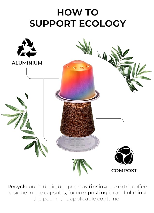 New Grano Milano Crema Coffee Capsules - 50 Aluminum Coffee Pods Compatible with Nespresso Original line, Medium Roast - Intensity 8/12, Made in Italy