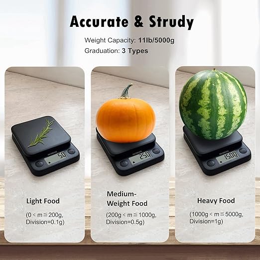 Food Scale Kitchen Scale Weight Grams and Ounces Small Digital Scale for Weight Loss Baking Cooking Coffee of NUTRI FIT, Max 11lb 0.5g Increment, LCD Smart Tare, Easy to Use for Travel, AAA Battery