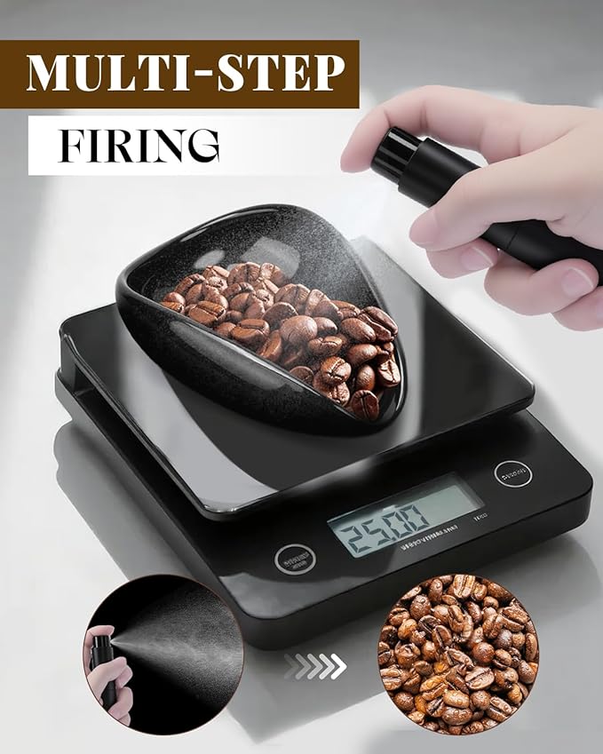Ceramic Coffee Bean Dosing Tray & Aluminum Glass Spray Bottle, Espresso Bean Cup Precision RDT Kit, Espresso Dosing Cup for Baristas & Home Brewing, Black
