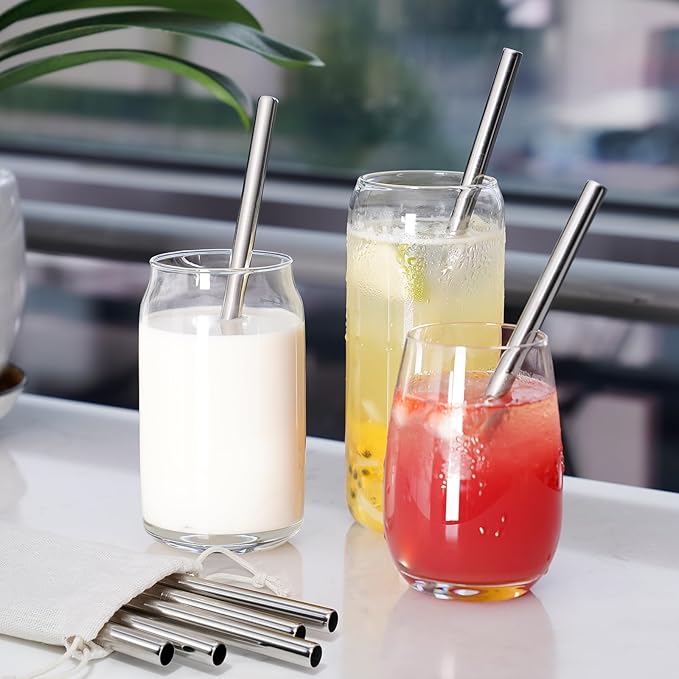 NiHome 8PCS Stainless Steel Straws for Owala Water Bottle, 4 Lengths Compatible with FreeSip 19oz 24oz 32oz 40oz, Tritan 25oz, Kids’ FreeSip 16oz, with Cleaning Brush & Travel Storage Bag (Silver)