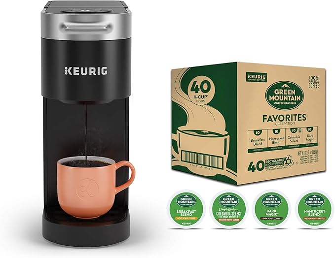 Keurig K-Slim Maker with Green Mountain Coffee Roasters Favorites Collection Variety Pack, 40 Count