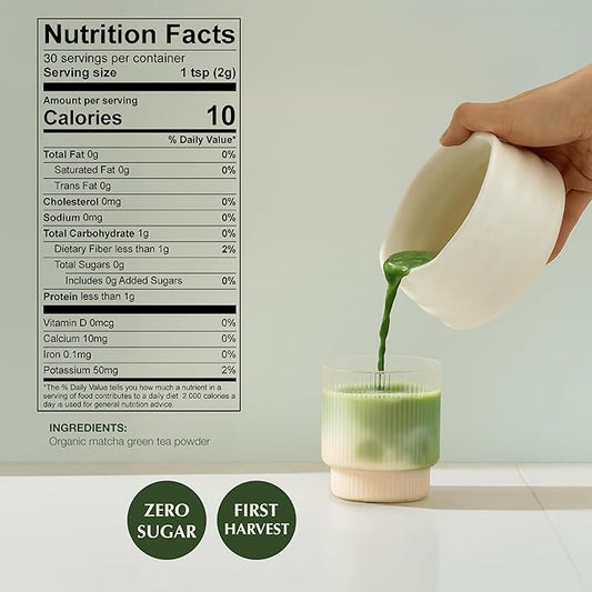 Encha Ceremonial Grade Matcha Powder - Organic First Harvest Japanese Matcha Green Tea, Matcha Tea From Uji, Japan (60g/2.12oz)