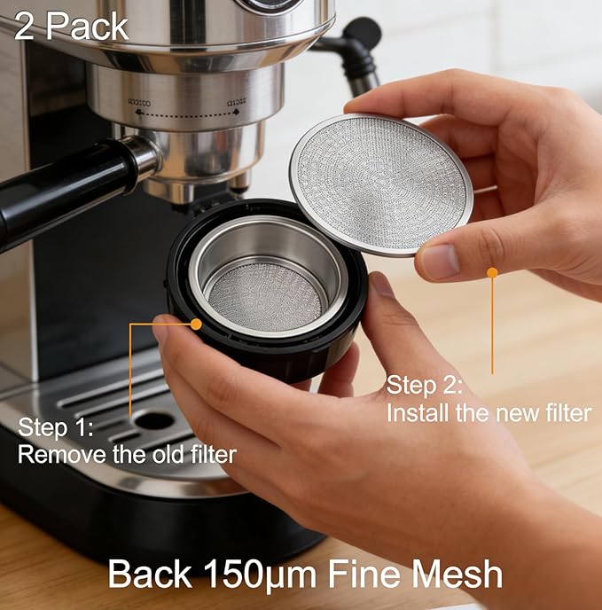 2-Pack 53.3mm 3rd Gen Dual-Layer Espresso Puck Screen - 316 Stainless Steel Reusable Filter for Breville 54mm Portafilter Basket