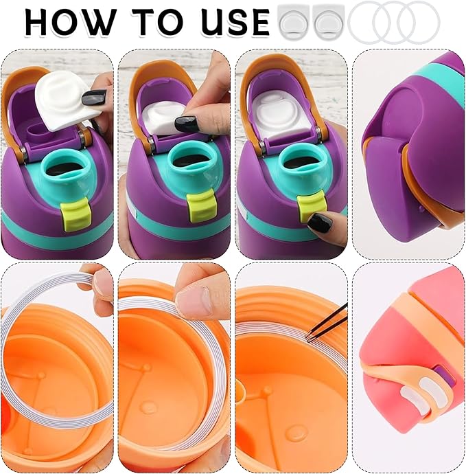 3 Sets Replacement Seal Stopper and O Ring Gasket Compatible with Owala FreeSip 24oz 32oz,Water Bottle Lid Insert Cap Rubber Seal Parts for Owala 16/19/24/32/40oz Mouth Piece Accessories Z3K2