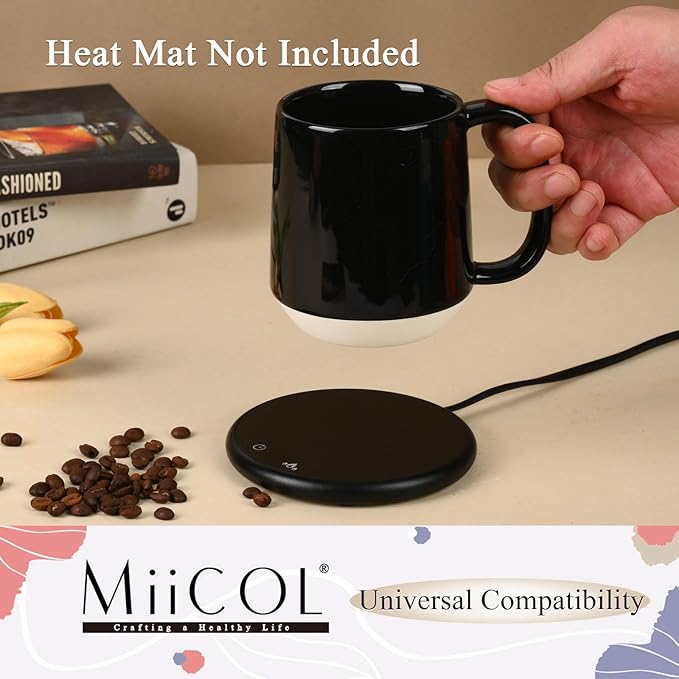 Miicol Ceramic Coffee Mug, 16 oz Large Coffee Cup, Tea Mug with Handle, Flat Bottom Mug for Men, Women, Office, Microwave and Dishwasher Safe, Multi-Color, Panda Black