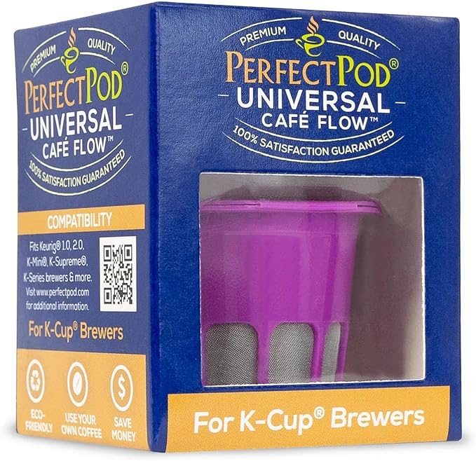 PERFECT POD Universal Café Flow, Reusable Filter Cup for Keurig® 1‑Stream & MultiStream (5‑Stream) Brewers, BPA-Free Plastic, Compatible with Keurig 1.0, 2.0, K‑Mini, K‑Elite, K‑Duo & more