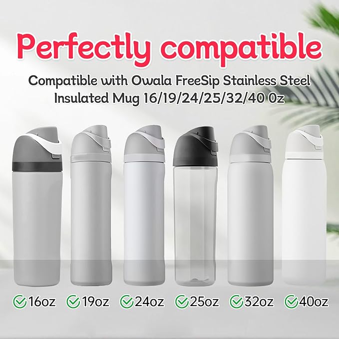4 Sets Replacement Stopper and Ring Compatible with Owala FreeSip 24oz 32oz,Water Bottle Top Gasket Lid for Owala 16/19/24/32/40oz Seal Bottle Mouth Cap Stopper Silicone Parts Accessories（Red）