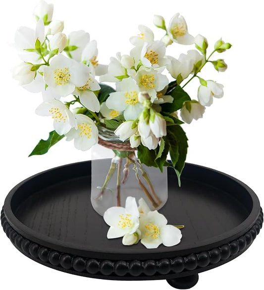 Coffee Table Tray : 12in Decorative Tray Ottoman Black Round Wood for Coffee Table Decor,Candle Holder Trays Vintage Centerpiece Farmhouse for Decor Countertop Home Decor Accessories