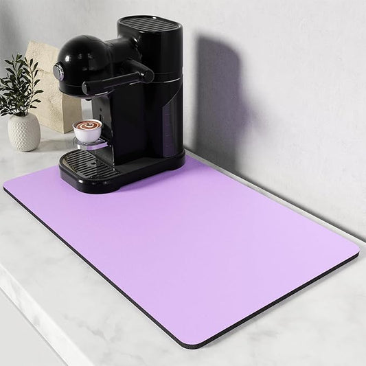 Rnivvi Coffee Mat, 12" x 19" Coffee Bar Mats for Espresso Machine Station Accessories and Organizer, Hide Stain Rubber Backed Absorbent Dish Drying Pad for Kitchen Counter, Cute Bar Decor Pad, Purple