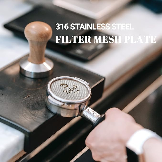 NOTSEK 51mm Puck Screen, Espresso Puck Screen for 51mm Portafilter with Acrylic Storage Box, Resuable 1.7mm Thick 150μm, 316L Stainless Steel, Coffee Filter Screen Mesh for Espresso Machine