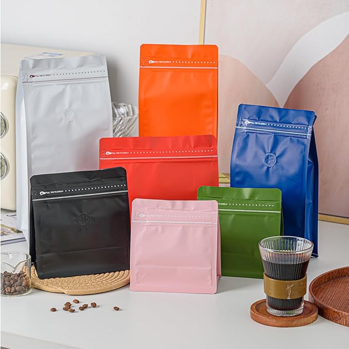 50 Pcs 4oz Kraft Paper Brown Sqaure Coffee Bean Bags with No-Valve, Easy Tear Open & Repeating Sealed Zipper, Heat-Seal Stand Up & Flat Bottom Tea Bag, 1/4 lb Capacity 5.3x5.7 Inch