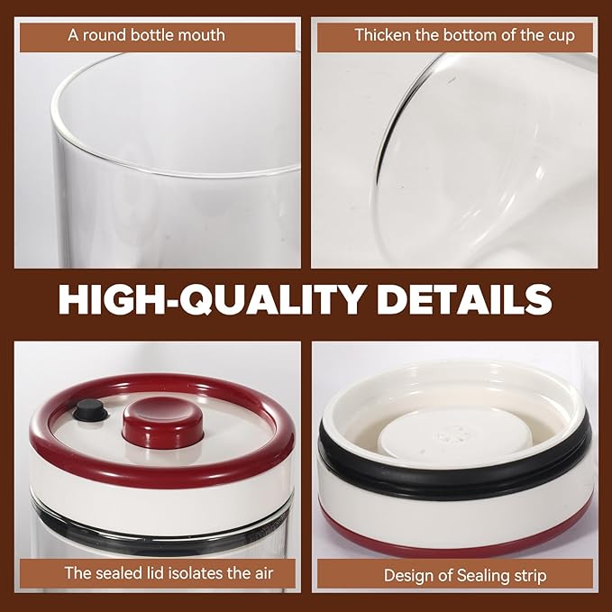 Coffee Canister 1200ml / 40.6 fl oz – Airtight Coffee Bean Container, Vacuum Seal Food Storage Jar for Coffee, Tea, Sugar, and Nuts, Clear Plastic Kitchen Canister