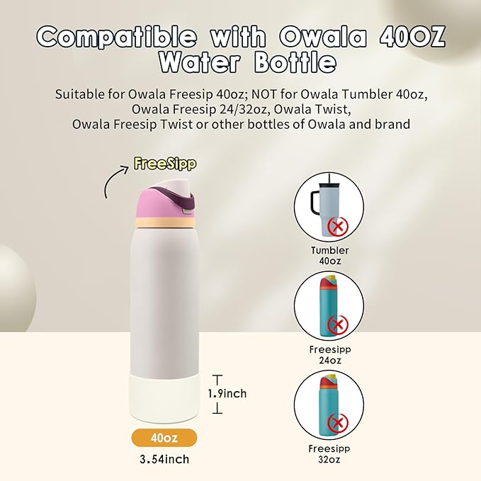 2PCS Silicone Water Bottle Boot, Compatible with Owala 24oz 32oz 40oz, Protective Anti-Scratch & Anti-Dent No Noise Sleeve Cover for FreeSip/Twist/Flip Water Bottles (Daybreak, 40oz)