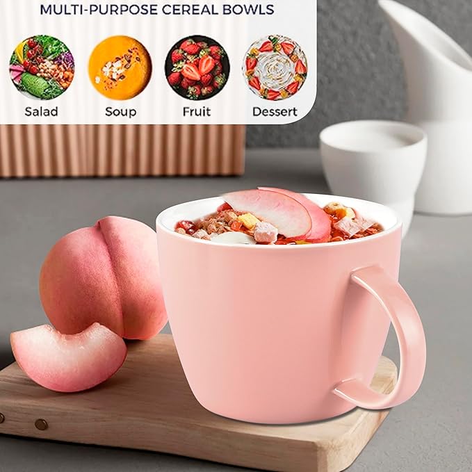 Chic Pink Coffee Mug Soup Bowl Giant Soup Mug, Extra Large Ice Cream Cup, Lovely Ceramic Coffee Cup for Home Office and Dorm, for Her, Girlfriend, Mom, Best Sisters, Friends or Coffee Enthusiast