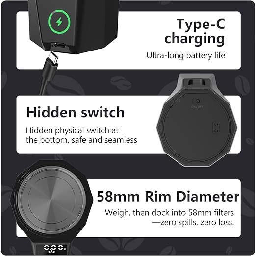 Lipei Cafe WeightBrew Digital Dosing Cup Scale – 0.05g Precision, LED Display, USB-C, 500g