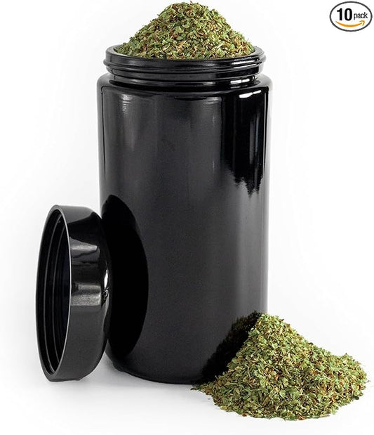 Infinity Jars, Ultraviolet Glass Jar 500 ML (17 fl oz) Pack 10 Smell Proof, Antistatic, Light Blocking Container for Herbs, Coffee, Tea & Spices Durable, Travel-Friendly Storage