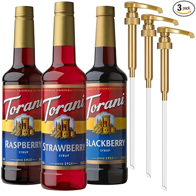 Torani Syrup Berry Lovers Raspberry, Strawberry and Blackberry (3 pack)