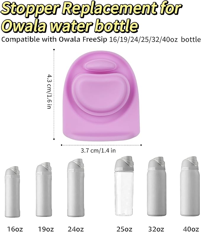 Joshey 4 Pack Rubber Seal Replacement Stopper, Compatible with Owala Freesip 24 oz 32 oz Bottle Spout Lid-Silicone Gasket Replacement Parts (Purple)