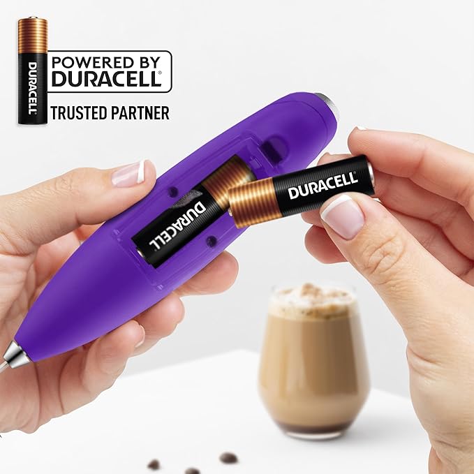Zulay Kitchen Patented Tornado Triple Whisk Milk Frother with 4 Duracell Batteries – Handheld Foam Maker for Coffee, Lattes, Matcha & Hot Chocolate – Rich, Creamy Froth in Seconds
