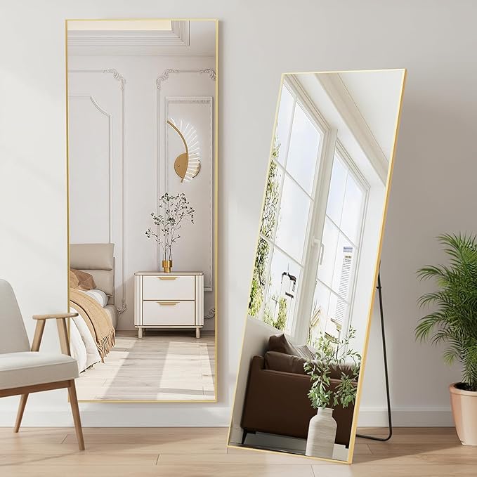 NEWBULIG Full Length Mirror, Upgraded Body Wall Mirrors with Shatter-Proof Glass, Floor Standing Mirror, Home Wall Decor