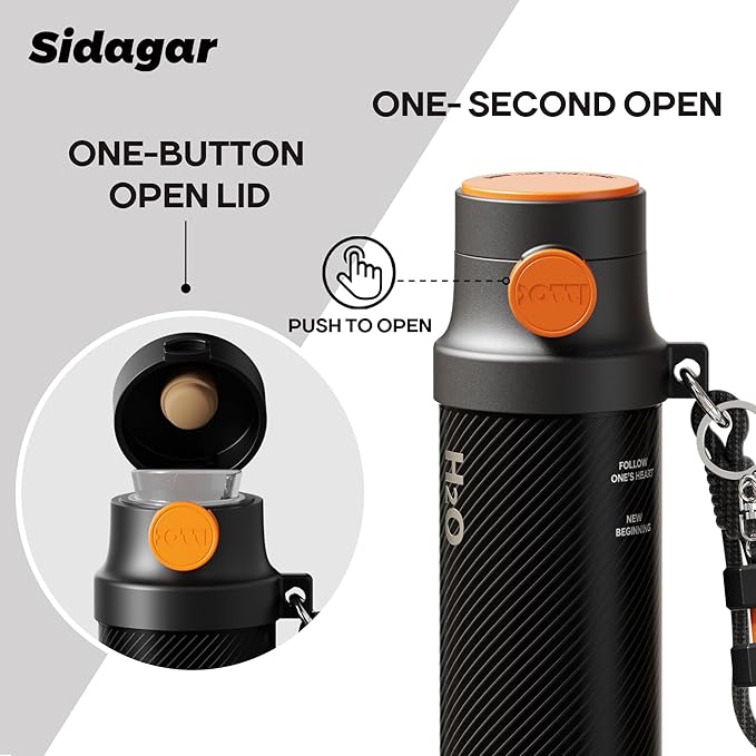 18 oz Insulated Water Bottle, Stainless Steel Travel Mug with Lid, Double Wall Vacuum Sports Water Bottle, BPA Free, Leak-Proof, Fits in Car Cup Holder, Great for Men Kid School, Black